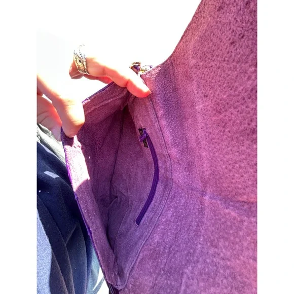 Vintage Purple Genuine Eel Skin Clutch Crossbody Bag Scalloped Flap - Picture 5 of 10
